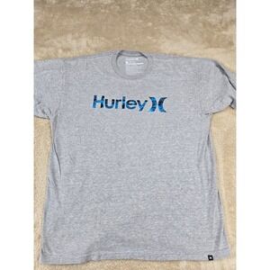 Hurley Men's Gray Classic Fit T-Shirt Palm Tree Graphic Logo XL
